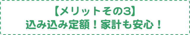 【メリットその3】込み込み定額！家計も安心！